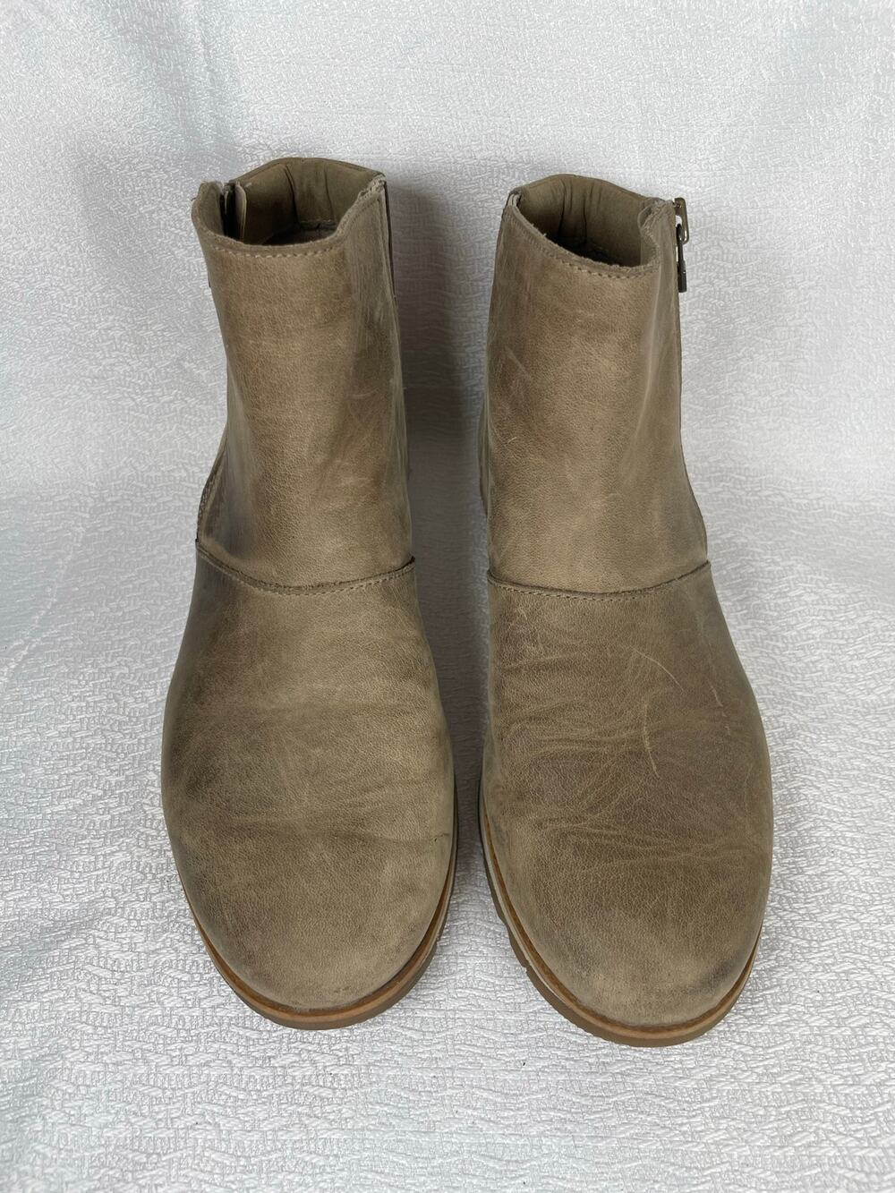 Sorel Women's Lennox Zip Tan Leather Ankle Boots Waterproof 7 Casual Shoes